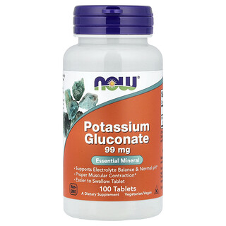 NOW Foods, Kaliumgluconat, 99 mg, 100 Tabletten
