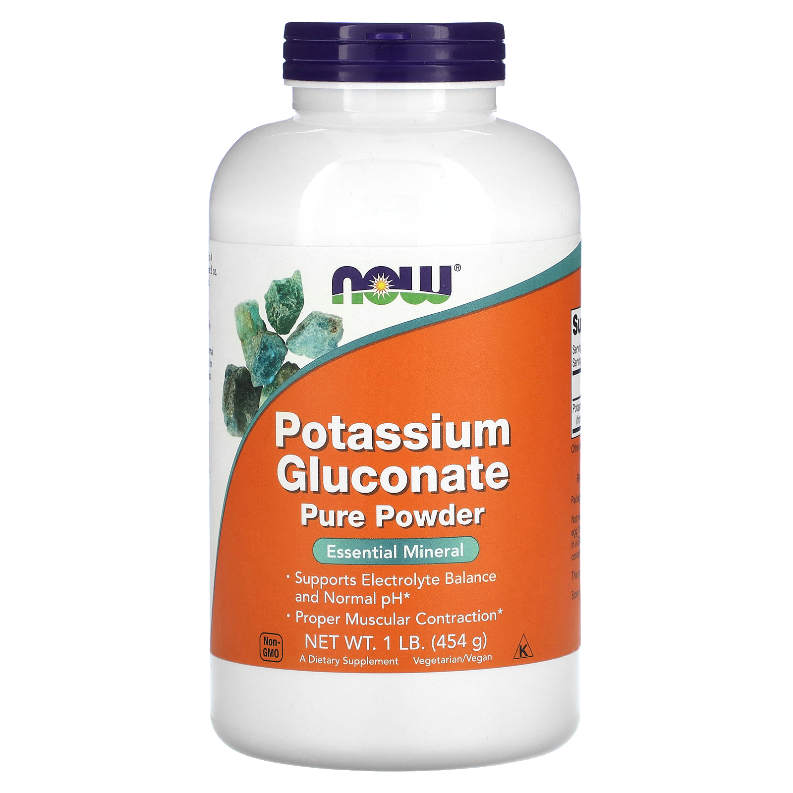 NOW Foods, Gluconato de potasio puro en polvo, 454 g (1 lb)