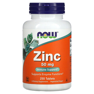 Now Foods, Zinco, 50 mg, 250 Comprimidos