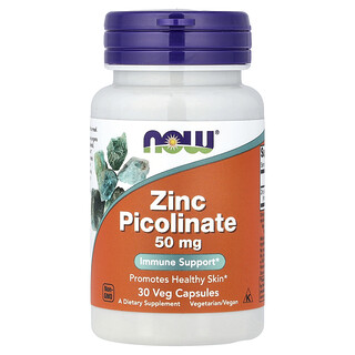 NOW Foods, Picolinate de zinc, 50 mg, 30 capsules végétariennes