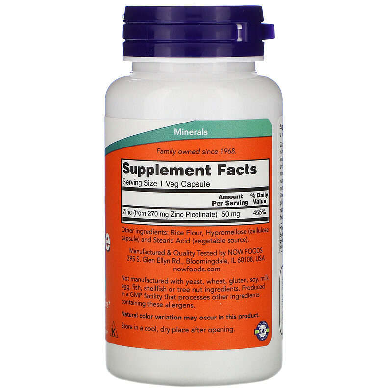 Now Foods, Zinc Picolinate, 50 mg, 120 Veg Capsules iHerb