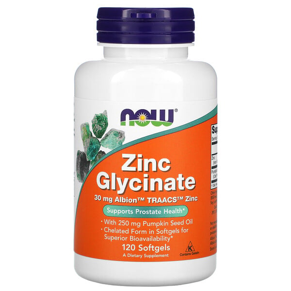 Now Foods, Zinc Glycinate, 120 Softgels