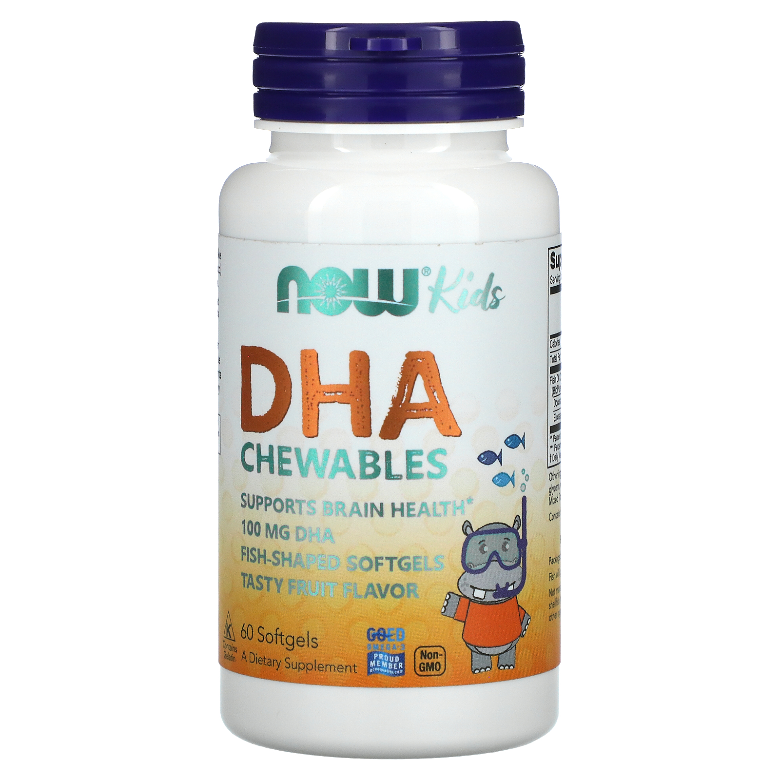 Now Foods, Kid's Chewable DHA, Tasty Fruit Flavor, 60 Softgels iHerb