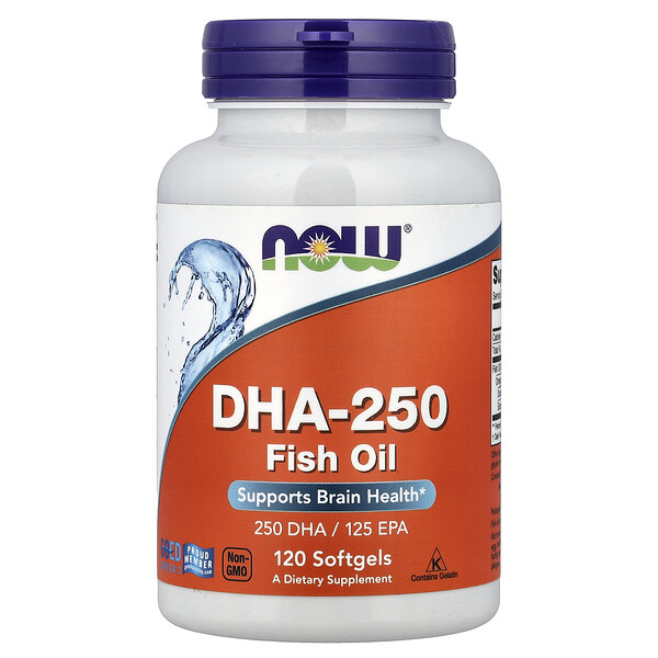 NOW Foods DHA-250, Fish Oil, 120 Softgels