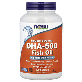 NOW Foods, DHA-500, Aceite de pescado, 180 cápsulas blandas