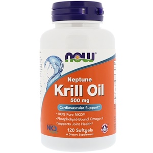 Now Foods, Рыбий жир из криля Нептун (NKO), 500 мг, 120 мягких желатиновых капсул