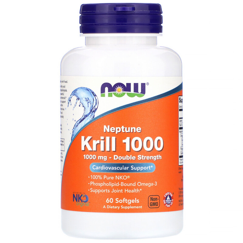 Now Foods, Neptune Krill 1000, Double Strength, 1,000 mg, 60 Softgels