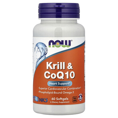 Product Image for NOW Foods, Krill & CoQ10, 60 Softgels
