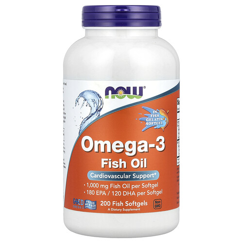 NOW Foods オメガ3 フィッシュオイル 1,000mg フィッシュソフトジェル200粒