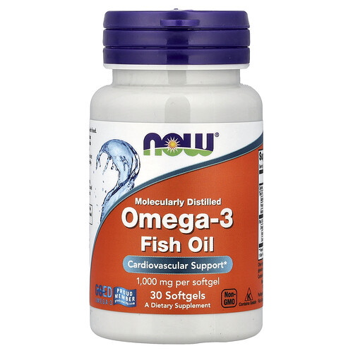 ナウフーズ NOW Foods, オメガ3フィッシュオイル、ソフトジェル30粒（1粒あたり1g）