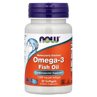 NOW Foods, Omega-3 fiskeolje, 30 mykgeler (1 g per mykgel)