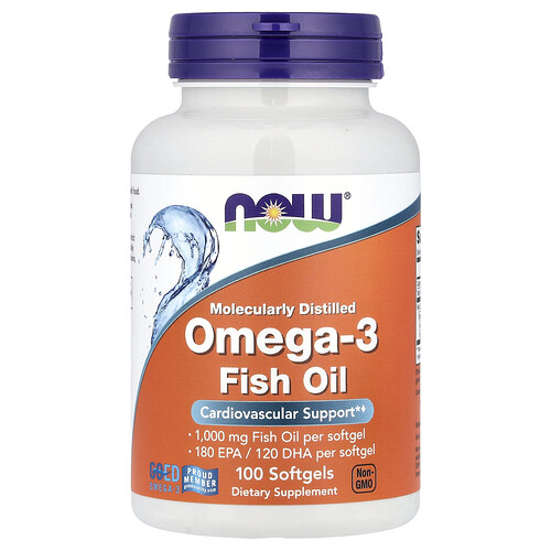 NOW Foods, Omega-3 Fish Oil, 1,000 mg, 180 EPA - 120 DHA, 100 Softgels