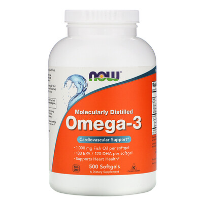Now Foods Омега-3, очищенная на молекулярном уровне, 500 капсул