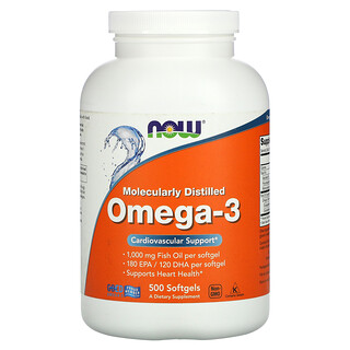 Now Foods, Omega-3 obtenido por destilación molecular, 500 cápsulas blandas