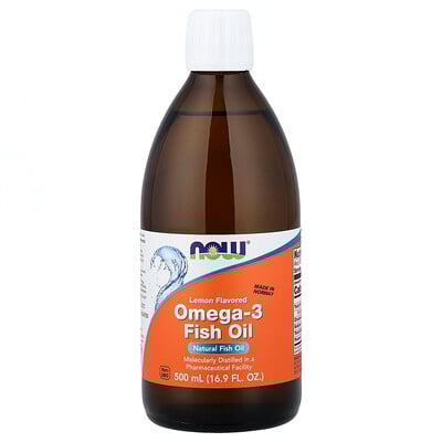 NOW Foods, Aceite de pescado con Omega-3, sabor limón, 16.9 fl oz (500 ml)