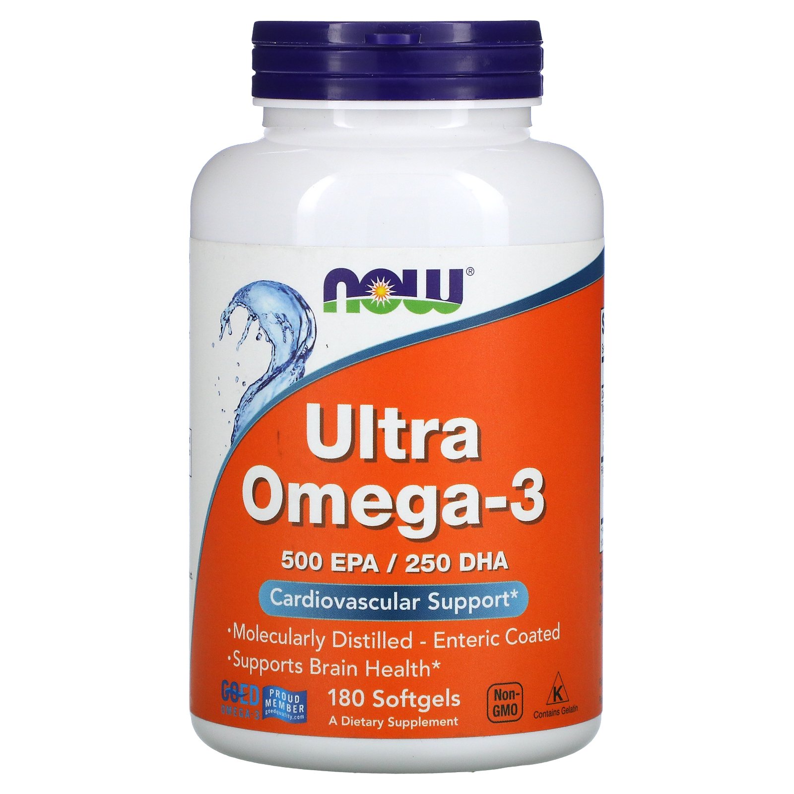 precedent Gezag verschil Now Foods, Ultra Omega-3, 500 EPA / 250 DHA, 180 Enteric Coated Softgels