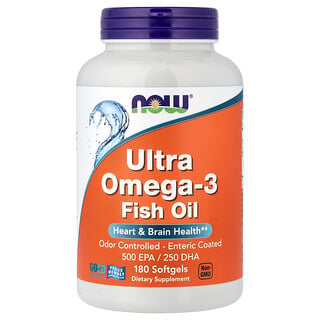 NOW Foods, Ultra Omega-3 Fish Oil, 180 Softgels