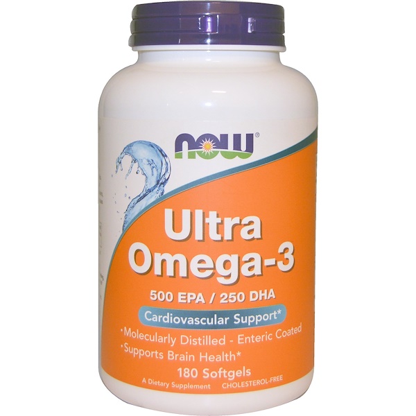 Now Foods, Ultra Omega-3, 500 ЭПК/250 ДГК, 180 мягких таблеток