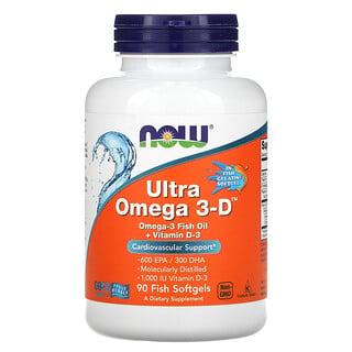 Now Foods, Ultra Omega-3 D, 90 cápsulas blandas de pescado