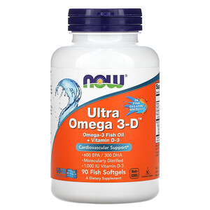 Now Foods, Ultra Omega 3-D, 90 рыбных капсул