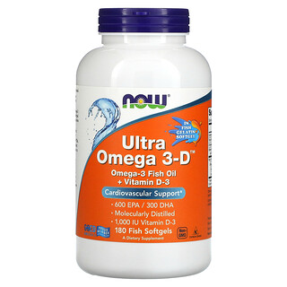 Now Foods, Ultra Omega 3-D, 180 Cápsulas Softgel de Peixe