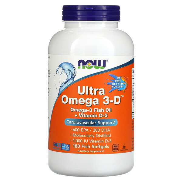 Now Foods, Ultra Omega 3-D, 피쉬 소프트젤 180정