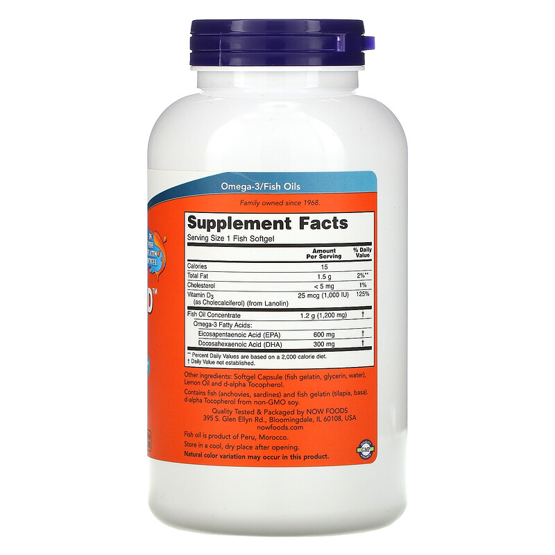 Now Foods, Ultra Omega 3-D, 180 Fish Softgels - iHerb