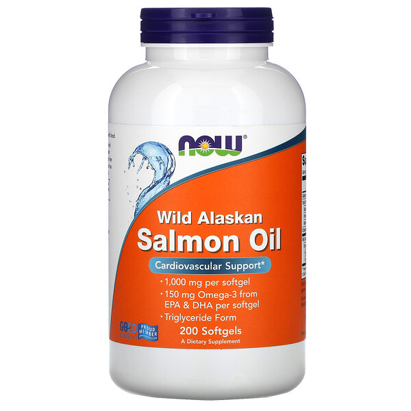 Now Foods, Wild Alaskan Salmon Oil, 200 Softgels iHerb