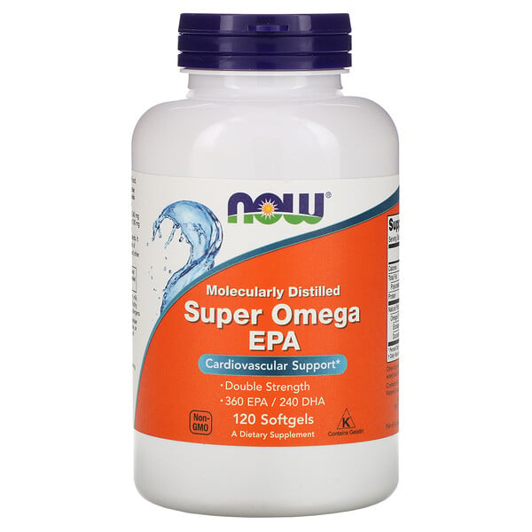 Now Foods, Super Omega EPA, очищенная молекулярной дистилляцией, 120 мягких желатиновых капсул