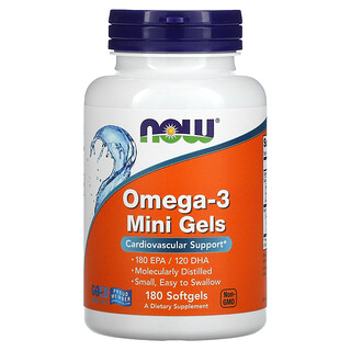 Now Foods, Mini gels Omega-3, 180 capsules à enveloppe molle