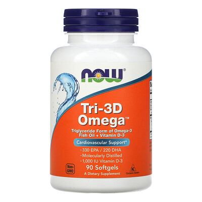 Now Foods Tri-3D Omega, 90 мягких таблеток