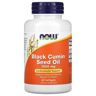 Now Foods, Black Cumin Seed Oil, Schwarzkümmelöl, 1.000 mg, 60 Weichkapseln