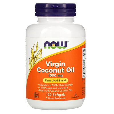 

Now Foods Virgin Coconut Oil, 1,000 mg, 120 Softgels