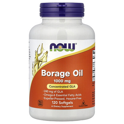 NOW Foods, Borage Oil, Concentration GLA , 1,000 mg, 120 Softgels