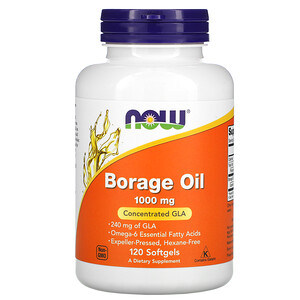 Now Foods, Borage Oil, Concentration GLA , 1,000 mg, 120 Softgels отзывы покупателей