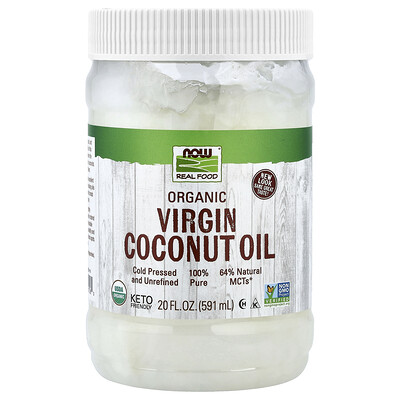 NOW Foods, Real Food, Aceite de coco virgen orgánico, 591 ml (20 oz. líq.)