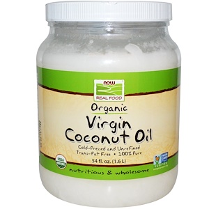 Now Foods, Органическое кокосовое масло первого отжима, 54 жидких унции (1,6 л)