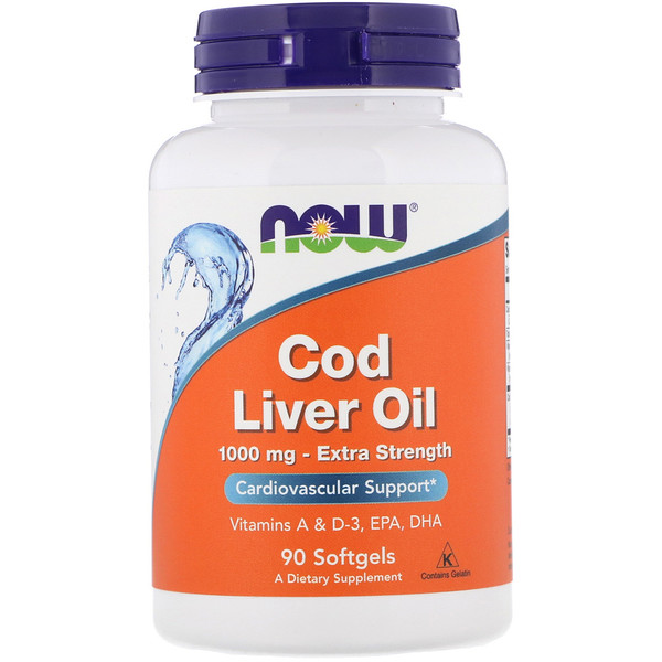 Now Foods, Cod Liver Oil, Extra Strength, 1,000 mg, 90 Softgels iHerb