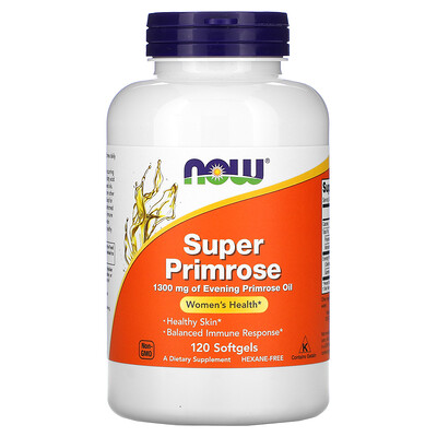Now Foods Super Primrose, масло первоцвета вечернего, 1300 мг, 120 капсул
