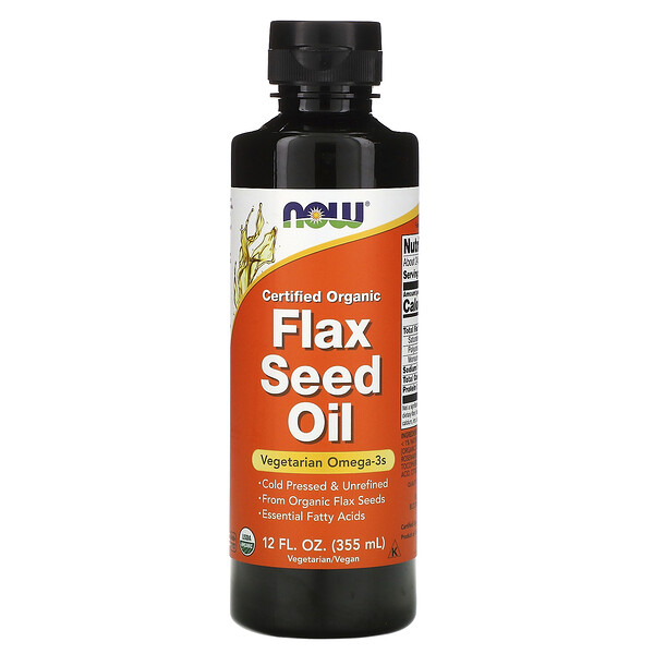 Now Foods, Certified Organic, Flax Seed Oil, 12 fl oz (355 ml)