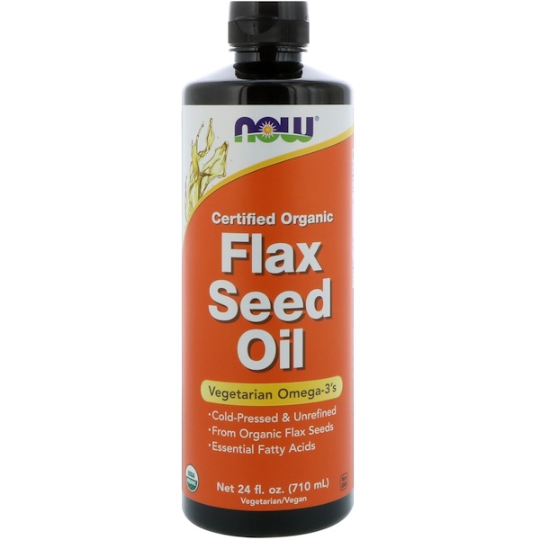 Now Foods, Certified Organic Flax Seed Oil, 24 fl oz (710 ml) iHerb