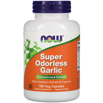 

Now Foods Super Odorless Garlic, 180 капсул