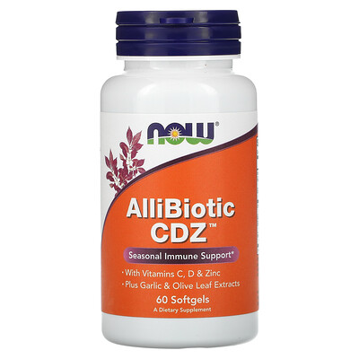 

NOW Foods AlliBiotic CDZ, сезонная поддержка иммунитета, 60 мягких таблеток