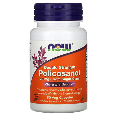 Now Foods Поликозанол двойного действия, 20 мг, 90 растительных капсул