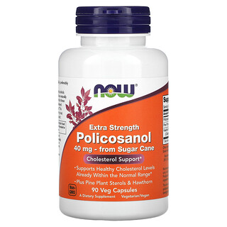 Now Foods, Policosanol extra fort, 40 mg, 90 capsules végétales