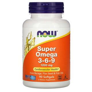Now Foods, Super Ômega 3-6-9, 1.200 mg, 90 Cápsulas Softgel