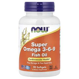 NOW Foods, Olej rybny Super Omega-3-6-9, 90 miękkich kapsułek