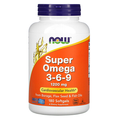 Now Foods суперомега 3-6-9, 1200 мг, 180 капсул