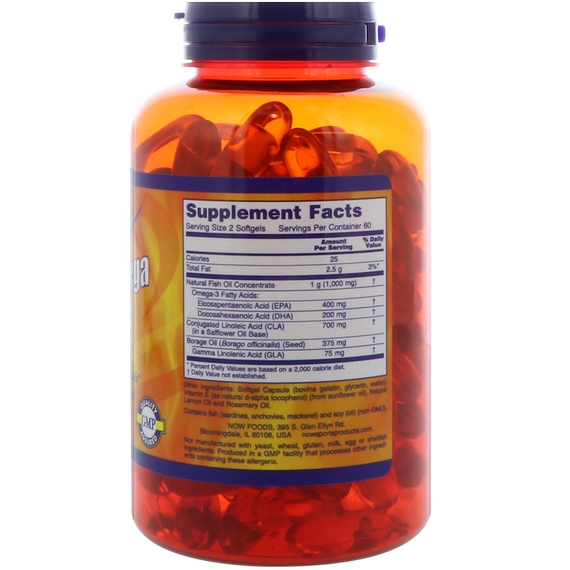 Now Foods, Sports Omega with CLA, 120 Softgels iHerb