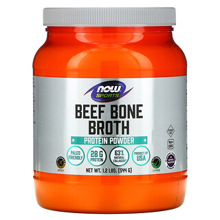 Now Foods, مسحوق بروتين Sports من مرق عظام اللحم البقري، 1.2 رطل (544جم)